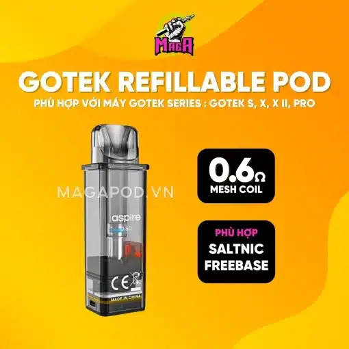 Đầu Pod Gotek Aspire GoTek X, GoTek S Đầu Pod Gotek Rỗng 4.5ml 0.8omh Magapod.vn