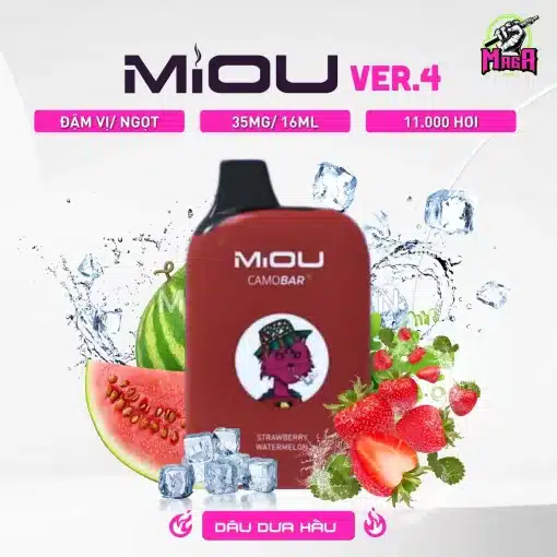 Miou Pod 11000 Puffs Ver 4 5% Vị Dâu Dưa Hấu Magapod.vn