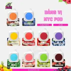 Bảng vị Pod 1 lần NYC 9500 Puffs Pod 1 lần giá rẻ Magapod.vn