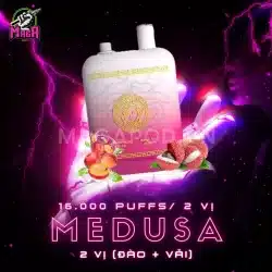 Medusa 16000 Puffs 5% Ni - Pod 2 Đầu Vị - Medusa 10000 Puffs 20 Medusa 10000 Puffs 5% Pod 2 Đầu Vị Đào Vải Magapod.vn