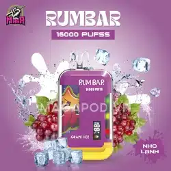 Pod RUMBAR 16000 Puffs - Pod 16000 hơi - Disposable Pod - Pod 1 lần 26 Pod RUMBAR 16000 Puffs Pod 16000 hơi Vị Nho Lạnh Magapod.vn