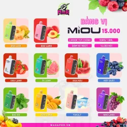 Bảng vị Pod Miou 15000 Puffs Miou 15K 3 Mode tuỳ chỉnh Pod 15.000 Hơi Magapod.vn