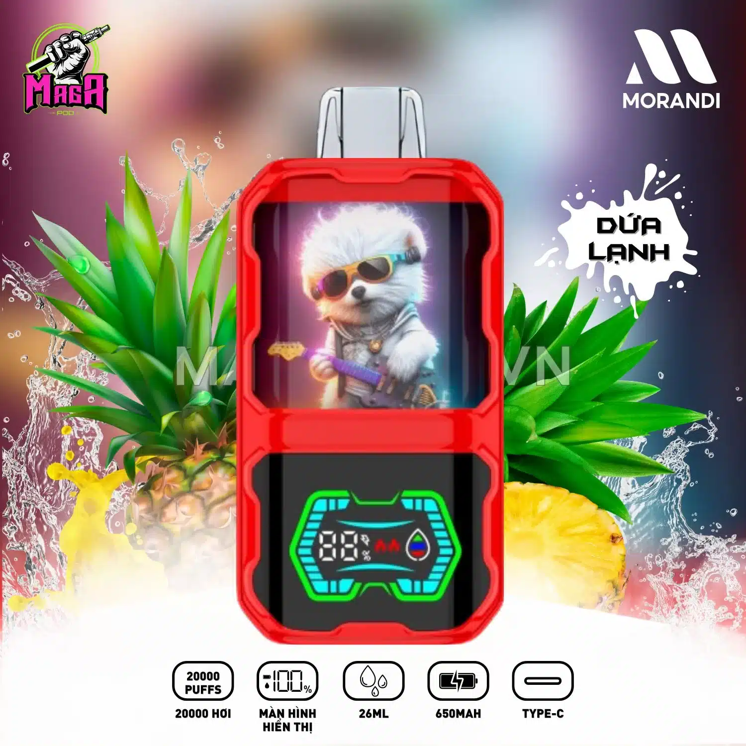 Pod 1 Lần Morandi 20000 Puffs Chính Hãng Morandi Pod 20K hơi Vị Dứa Lạnh Magapod.vn