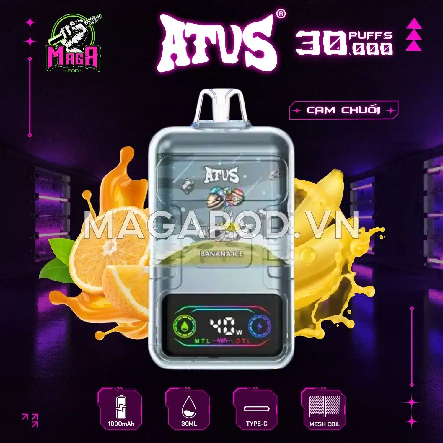 Pod ATVS 30000 Puffs ATVS Warship ATVS30K Vị Cam Chuối Magapod.vn