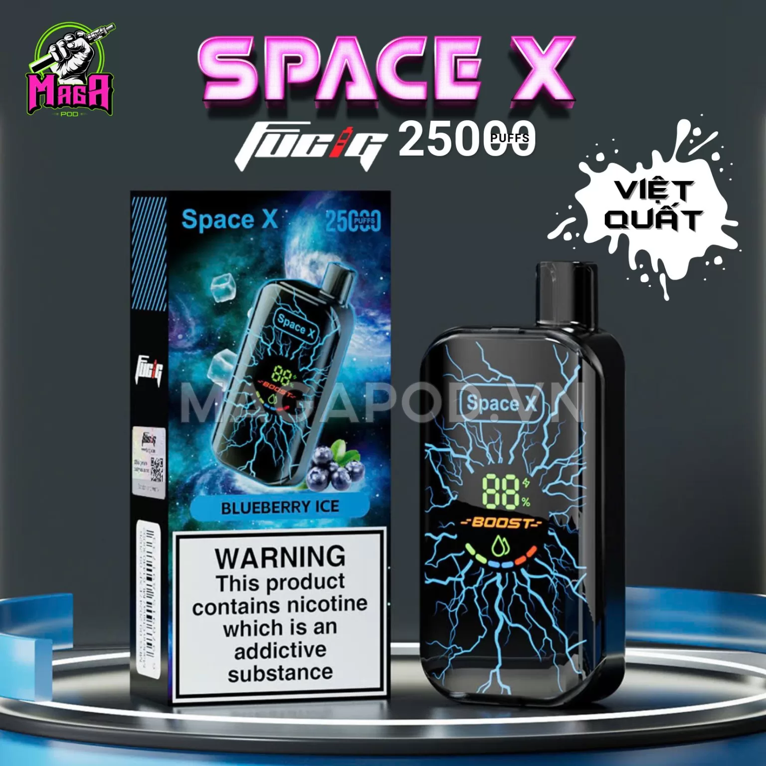 Pod 1 lần Space X 25000 Puffs Pod Space X 25K Việt Quất Lạnh Magapod.vn