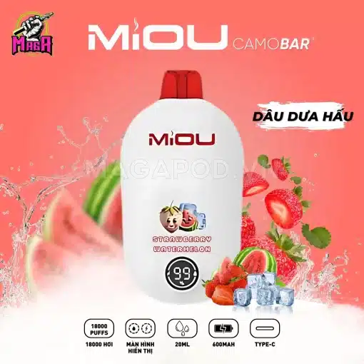 Pod Miou V6 18000 Puffs Miou V6 18K hơi Vị Dâu Dưa Hấu Magapod.vn