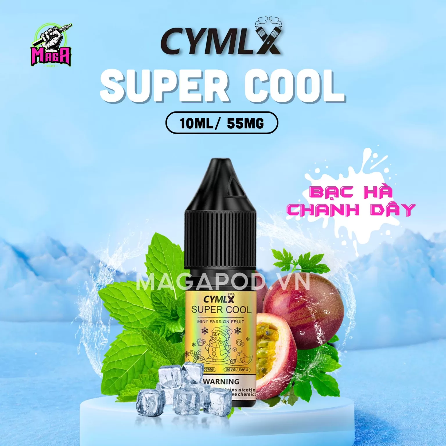 Tinh dầu Saltnic Cymlx Supper Cool Gold 10ml Vị Bạc Hà Chanh Dây Magapod.vn