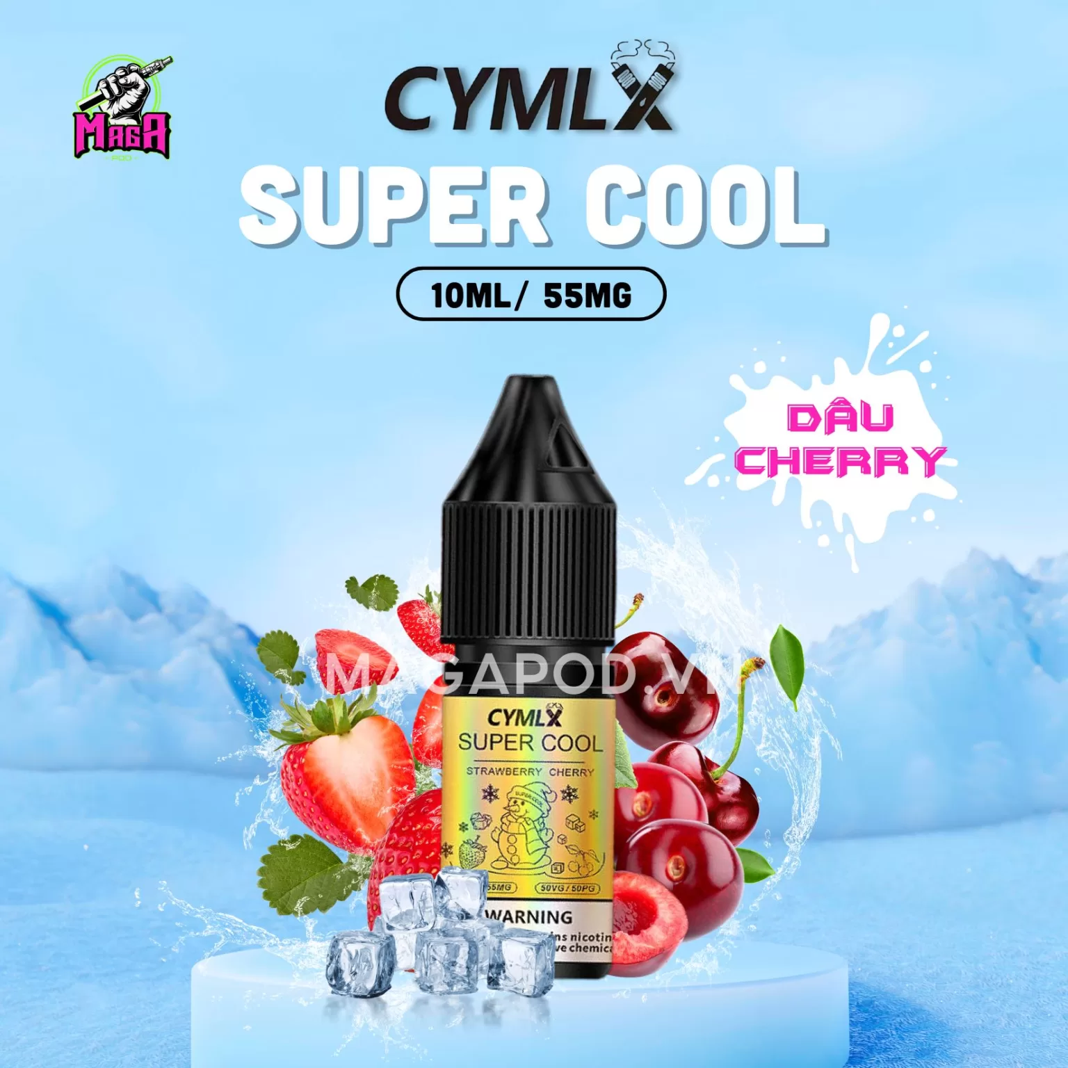 Tinh dầu Saltnic Cymlx Supper Cool Gold 10ml Vị Dâu Cherry Magapod.vn