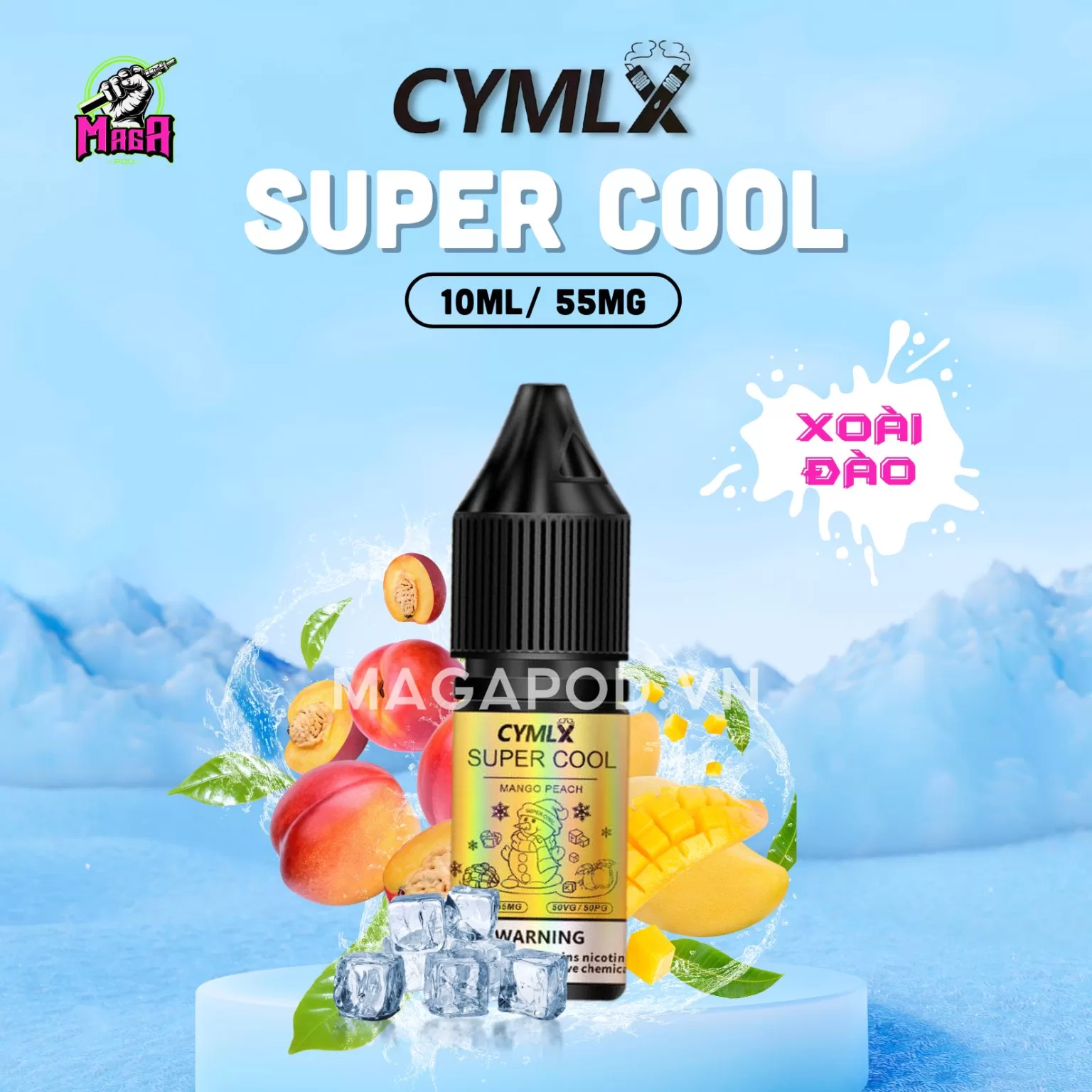 Tinh dầu Saltnic Cymlx Supper Cool Gold 10ml Vị Xoài Đào Magapod.vn